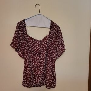 Lush Purple and White Floral Button-up